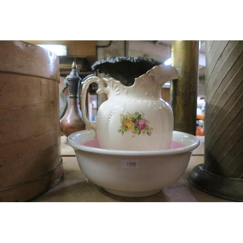 1306 - VINTAGE WASH JUG AND WASHBOWL