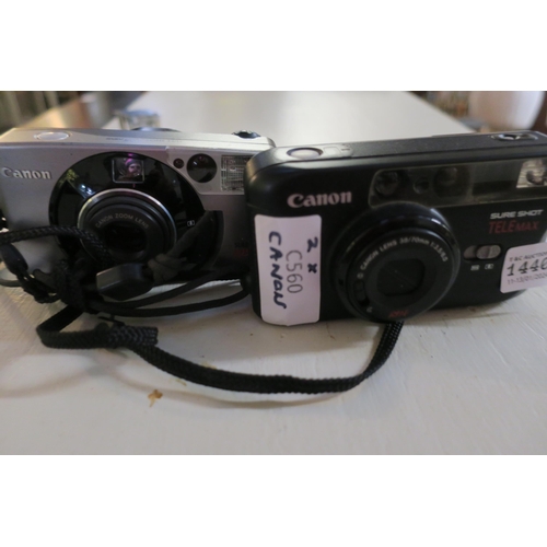 1440 - 2 X CANON CAMERAS WITH WRIST STRAPS