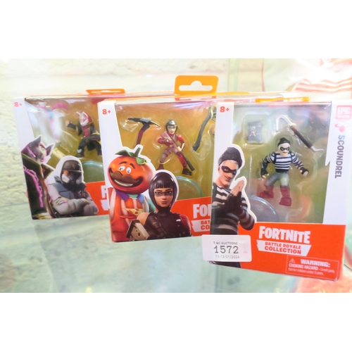 1572 - THREE BOXES OF FORTNITE BATTLE FIGURES