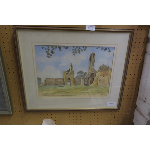 1712 - FRAMED ORIGINAL PAINTING - RUINS BY ANNE HARRISSON