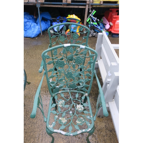 44 - TWO METAL GARDEN CHAIRS - ROSE DESIGN