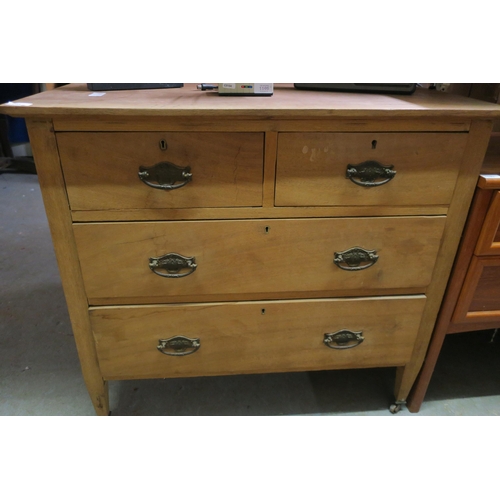 1104 - FINE ANTIQUE CHEST OF DRAWERS - EMBOSSED HANDLES, FITTED CASTOR FEET