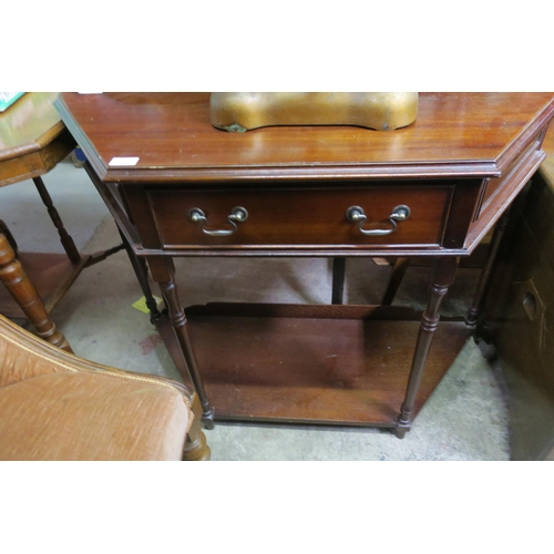 1119 - VINTAGE OAK CANTED CORNER HALL TABLE