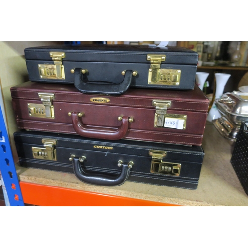 1180 - TRIO OF LEATHER COMBINATION BRIEFCASES