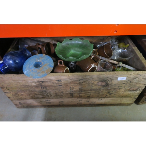 1187 - LARGE CRATE OF VINTAGE, ANTIQUE AND LATE VICTORIAN GLASSWARE