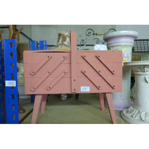 1188 - VINTAGE PINK CANTILEVER SEWING BOX