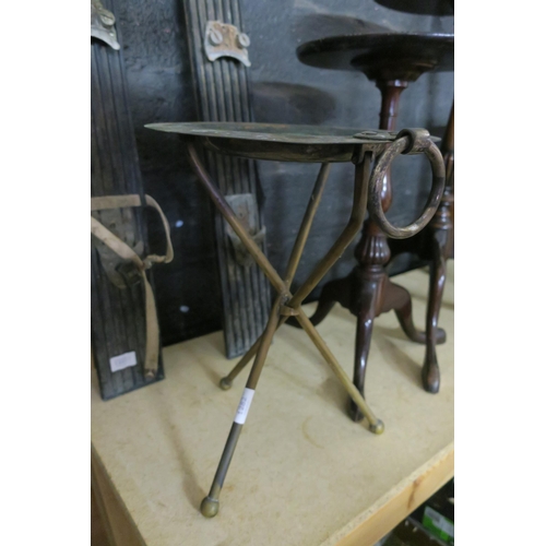 1282 - BRASS FOLDING TRIPOD PLANT STAND