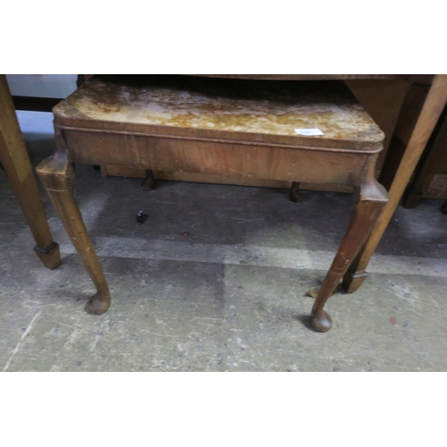 848 - SQUARE SIDE TABLE WITH BOW LEGS AND CARVED DECORATION