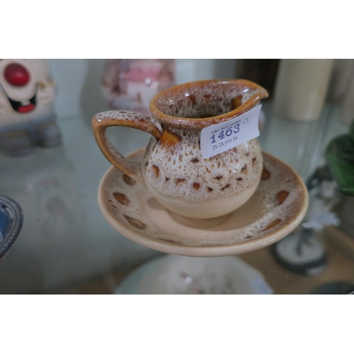 1463 - FOSTERS POTTERY GRAVY/SAUCE JUG AND SAUCER