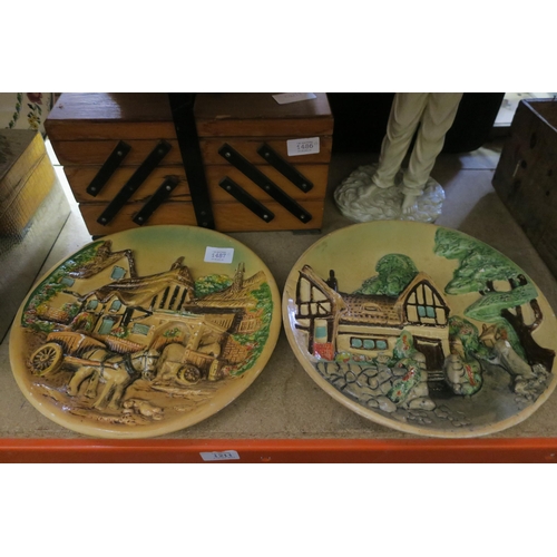 1487 - TWO PLASTER DECORATIVE WALL PLATES