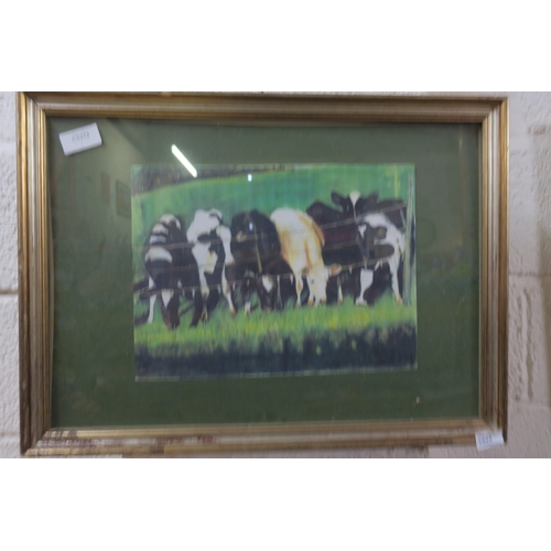 1624 - FRAMED PRINT - GRAZING CATTLE