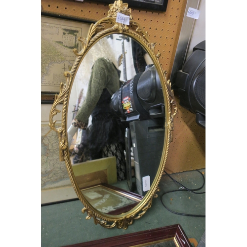 1684 - GOLD GILT STYLE OVAL MIRROR