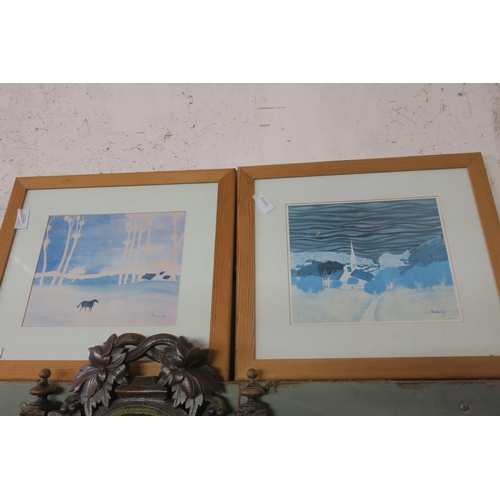 1442 - TWO FRAMED ORIGINAL SCREEN PRINTS - RURAL SCENES