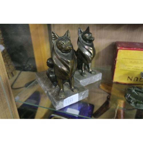 1244 - ANTIQUE ART DECO POMERANIAN BOOK ENDS