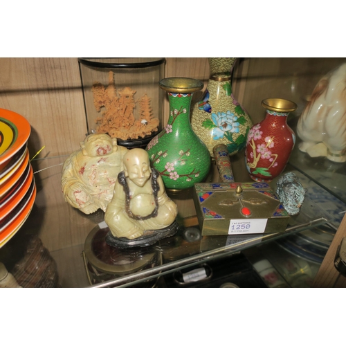 1250 - COLLECTION OF VINTAGE AND ANTIQUE ORIENTAL CURIOS INCLUDING JAPANESE CLOISONNE VASES AND CHINESE SOA... 