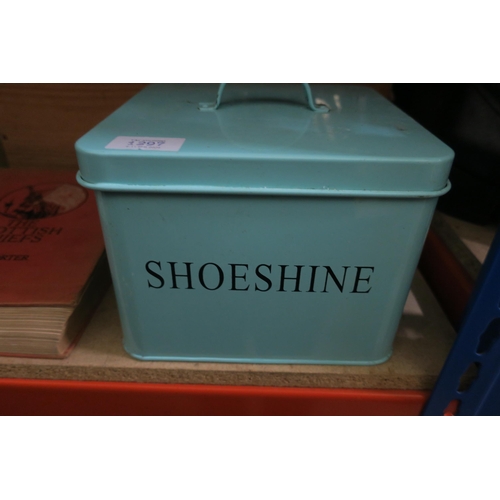 1297 - ENAMEL SHOE SHINE BOX WITH CONTENTS