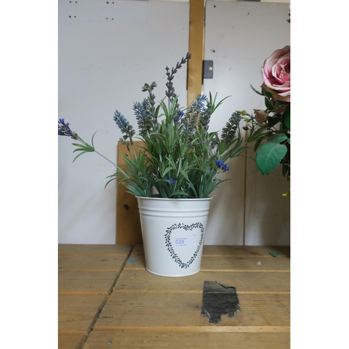 520 - A PLANT POT WITH FAUX LAVENDER