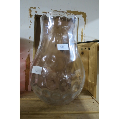 542 - LARGE BUBBLE EFFECT CLEAR VASE