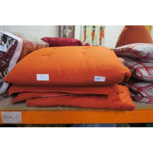 1030 - SET OF TWO SUN LOUNGER CUSHIONS IN BURNT ORANGE COLOUR