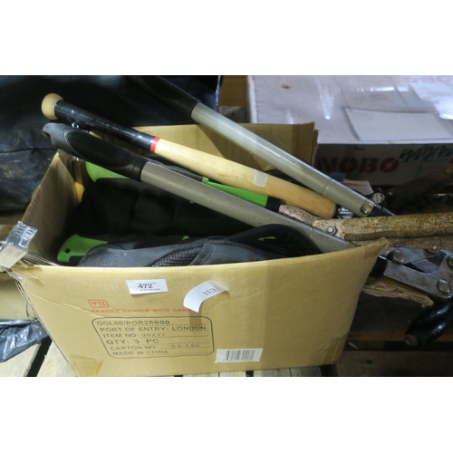 472 - BOX OF GARDEN TOOLS