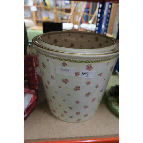 1299 - LARGE CERAMIC DECORATED ICE BUCKET