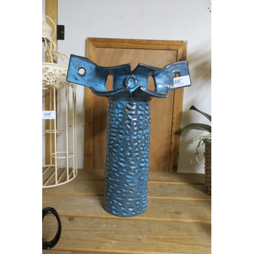 510 - UNUSUAL BLUE POTTERY VASE BY ALICE BRO