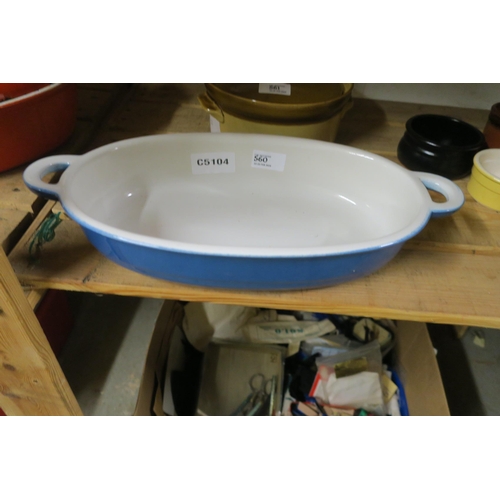 560 - BLUE CERAMIC ROASTING DISH