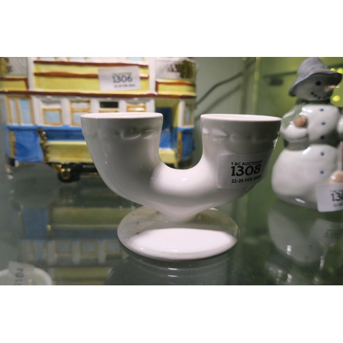 1308 - VINTAGE WHITE TWIN EGG CUP