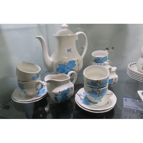 1312 - RETRO CERAMIC COFFEE SET WITH DELICATE BLUE DESIGN