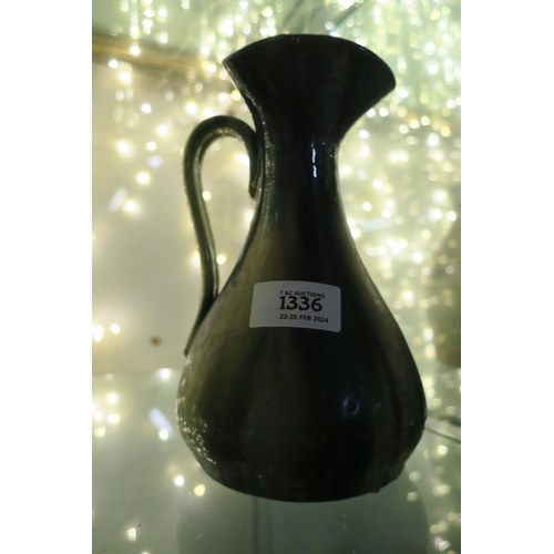 1336 - POTTERY JUG SIGNED 846, MARKED BUT UNREADABLE