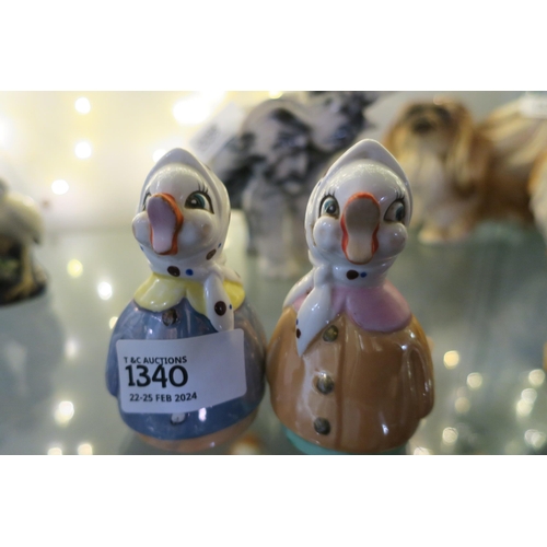 1340 - TWO VINTAGE DUCKS, SALT AND PEPPER POTS