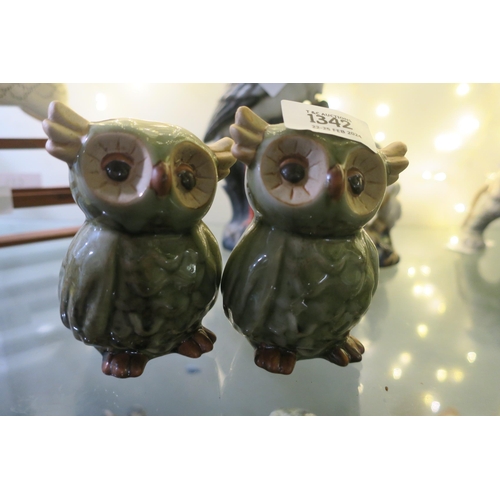 1342 - A PAIR OF OWL SALT AND PEPPER POTS BY GISELA GRAHAM  LIMITED