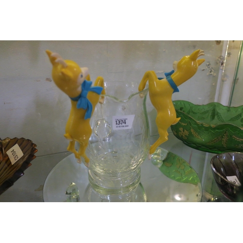 1374 - EVERYONES FAVOURITE BABYCHAM FIGURES ON CRYSTAL CUT JUG