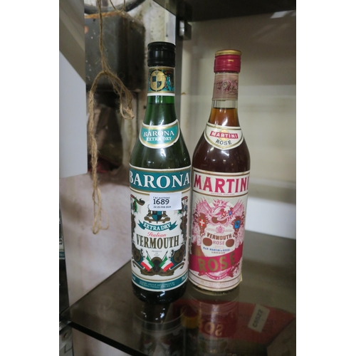 1689 - 1 BOTTLE OF BARONA VERMOUTH AND 1 BOTTLE OF MARTINI  BALO OVER 21S ONLY