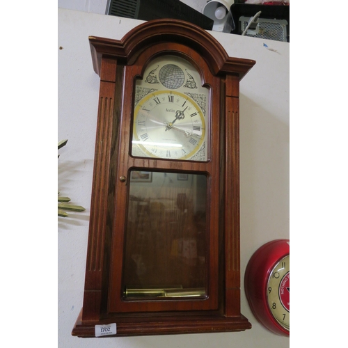 1702 - A TEMPUS FUGIT LARGE WOODEN WALL CLOCK