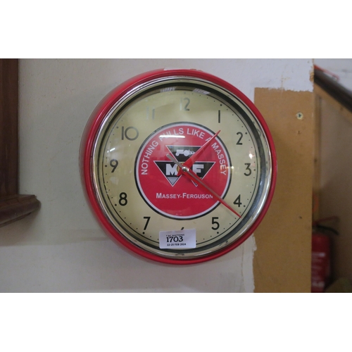 1703 - MASSEY FERGASON RED WALL CLOCK