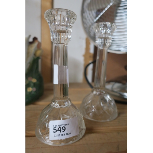 549 - GLASS CANDLE STICKS