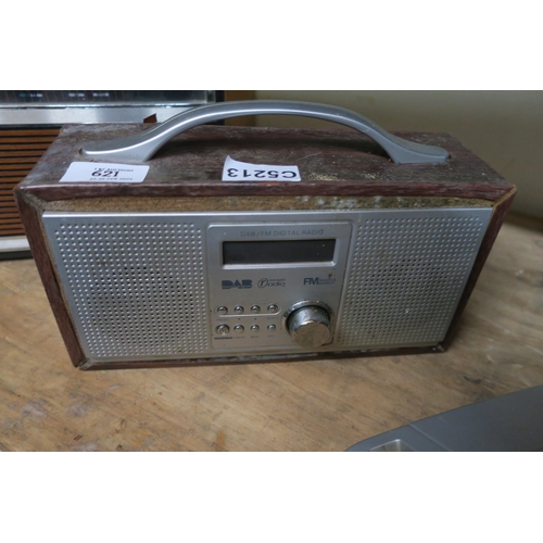 621 - RED WOODEN DAB RADIO