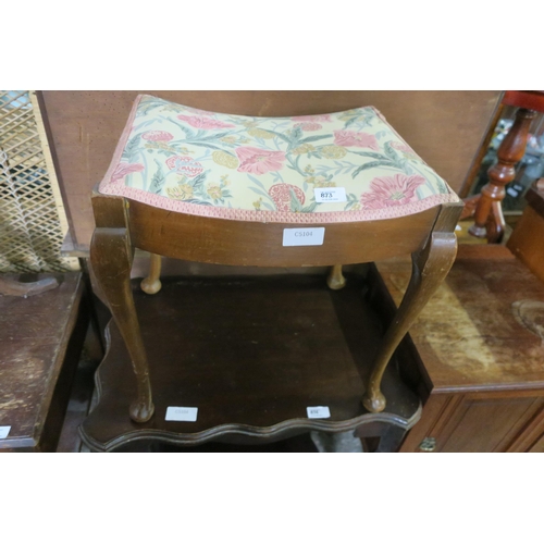 873 - DARK WOOD DRESSING TABLE STOOL