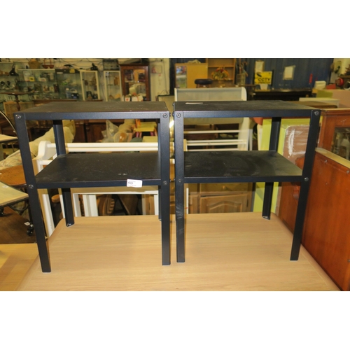 915 - TWO MODERN BLACK METAL SIDE TABLES