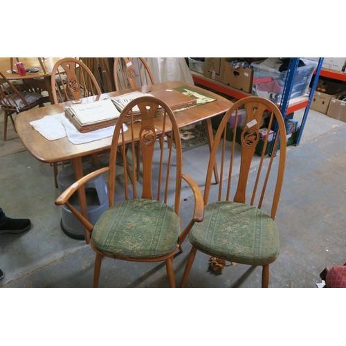 1113 - 3 ERCOL SWAN BACK CHAIRS AND 1 CARVER CHAIR