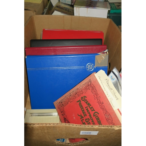 1589 - BOX OF STAMP BBOKS,FOLDERS AND SOME STAMPS