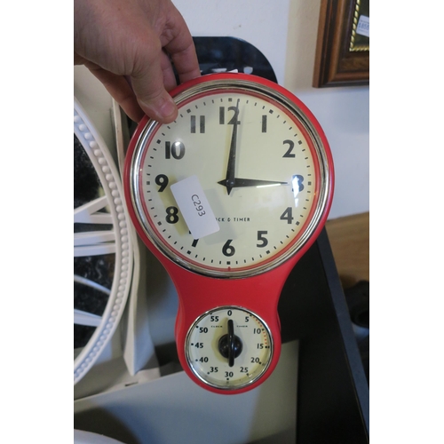 1857 - RED KITCHEN CLOCK WITH TIMER