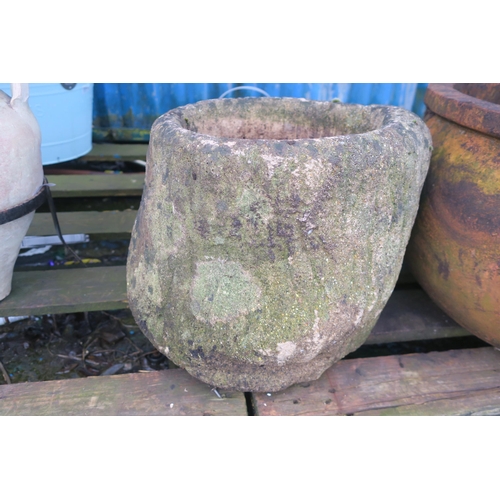 246 - STONE LOG STUMP POT