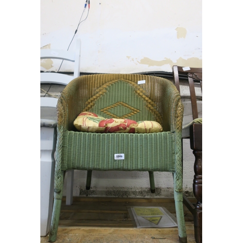 1243 - GREEN/GOLD LLYOD LOOM STYLE BEDROOM CHAIR