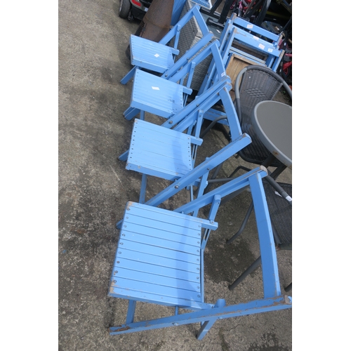 78 - 4 BLUE PAINTED FOLDING GARDEN CHAIRS