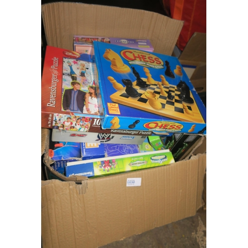 1630 - A LARGE BOX OF GAMES AND PUZZLES