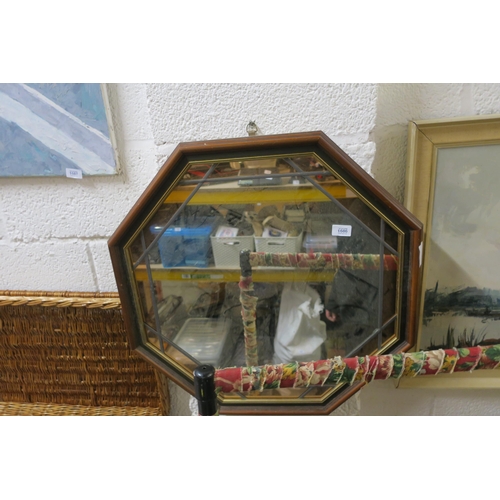 1686 - OCTAGONAL FRAMED WALL MIRROR, LEAD FLASHING AND ROSE GOLD ACCENTS