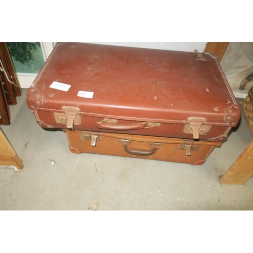 795 - PAIR OF VINTAGE BROWN LEATHER SUITCASES