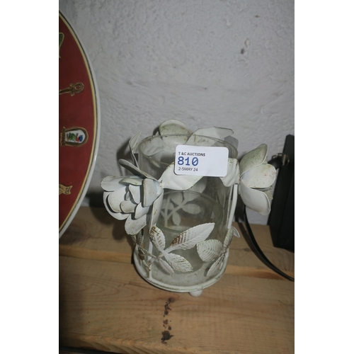 810 - ELEGANT WIREFRAME CANDLE LANTERN - ROSE MOTIF